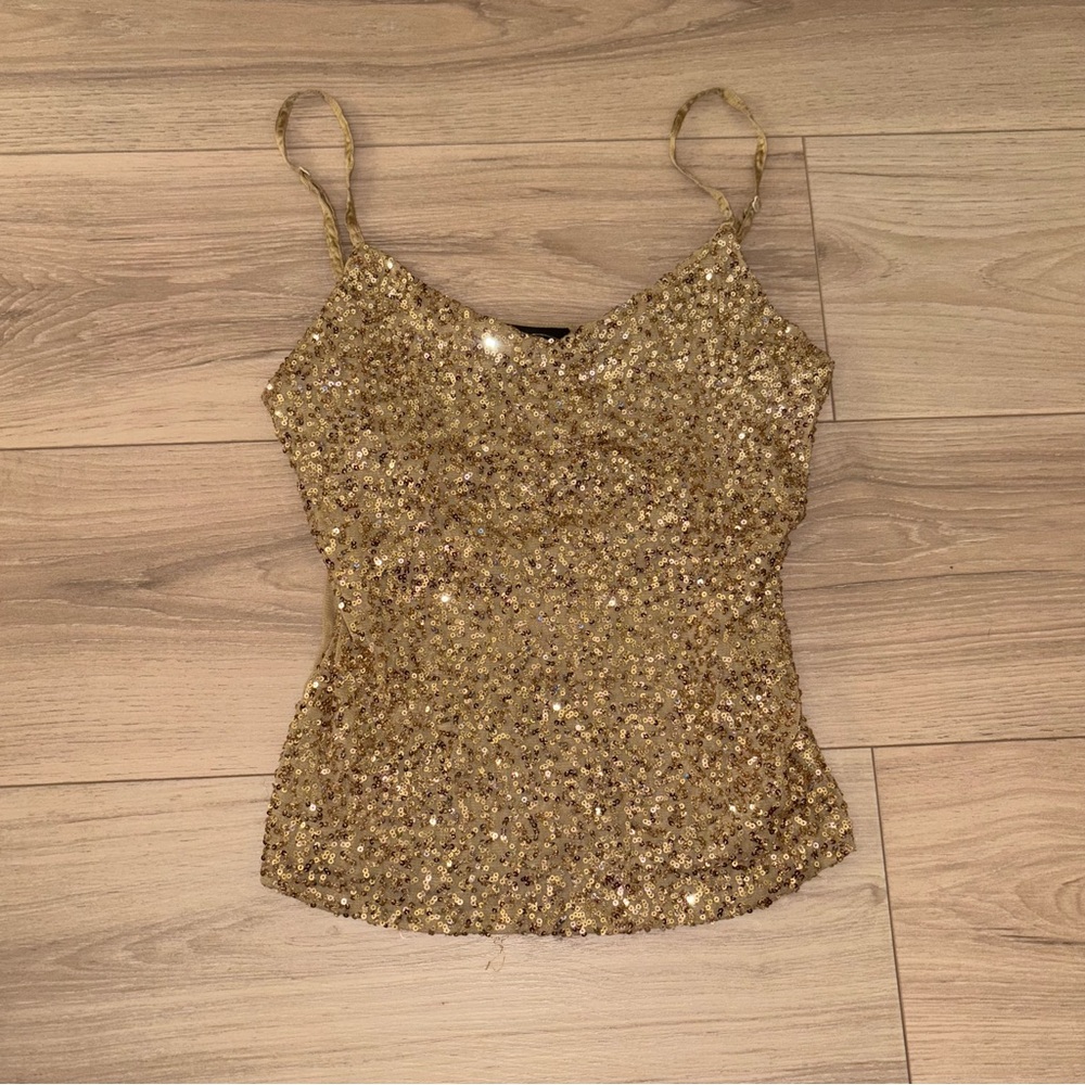 The Limited Sparkling Gold Sequin Camisole